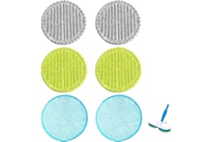 MKEMKA 6Pcs Reusable Microfibre Mop Refill Pads - Floating Scouring Pads for Wet/Dry Floor Cleaning on Hardwood & Laminate Floors