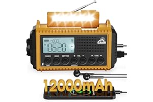 Roxicosly Kurbelradio, Notfallradio mit 12000-mAh Power Bank, AM/FM/SW Baustellenradio, Kurbel & 5-Wege Solar Radio mit Weltempfänger, Als Taschenlampe & Ladegerät, für Outdoor, Camping, Baustellet