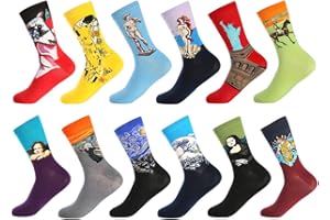 BONANGEL Chaussettes amusantes pour homme, colorées et amusantes à motifs, en coton peigné, chaussettes de bureau, mi-mollet cool, design unique et frappant