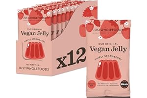 SPICEMASTERS.CO.UK Just Wholefoods Vegan Jelly 12 x 85g | Gluten Free, Quick Set, Gelatine Free | Free from Artificial Colours and Flavouring | Makes 12 pints of Jelly (Strawberry)
