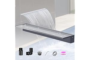 LONGRUNNEW Pond Waterfall Blade Kit, 90cm Acrylic Pool Fountain with Accessories, Width 20cm Spillway Water Feature Waterfall Cascade for Garden Patio Pond Decoration