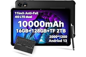 UMIDIGI 2024 Rugged Android 13 Tablets 11 inch Lighter than other,2K Display 16GB+128GB(TF 2TB)Heavy Duty Work Tablet 10000mAh 20W Fast Charge,Active T1 Waterproof Tablet/16MP*2/8Core/Sim*2/BT/GPS/OTG