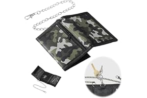 WUIOWPPIC RFID Slim Geldbeutel für Jungen und Mädchen Portmonee Kinder, Kinder Geldbeutel mit Metallkette, Gold Scheinfach und Münzfach, Geldbeutel Jungen Faltbare Portemonnaie Kinder Geschenk für Kinder