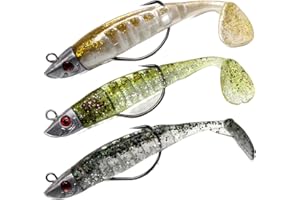 FVEVQE 3PCS Bass Lures Sea Fishing UK – Realistic Action Sea Fishing Lures for Pike, Trout, Perch – Ideal for Offshore & Inshore Use, Effective Bait for Multiple Saltwater Species