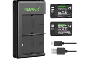 NEEWER Batteria di ricambio LP-E6NH Caricabatterie Ricaricabile Compatibile con Canon EOS R7, EOS R5, EOS R6 R6 II, EOS R,5D II III IV,6D,6D II,7D,7D II,70D,80D,90D (2-Pack, Porta Micro USB)