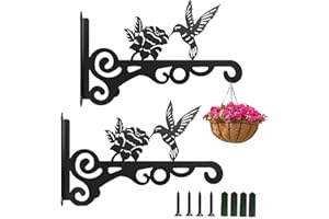Zengjunwei 2pcs Supports Panier À Suspendre, Hanging Plant Holder, Supports Jardin Suspendus Cintres Pot Fleur Avec Vis, Pour Lanternes, Paniers Suspendus, Cages À Oiseaux (Oiseau picore fleurs A)