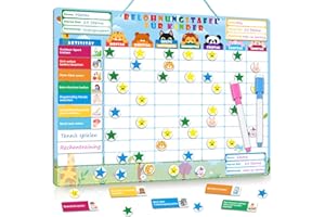 GutSache Belohnungstafel für Kinder[100 Aufgaben, 360 Magnete], Montessori Wochenplaner Kinder, Abwischbar, ADHS Hilfsmittel, Magnetische Wochenplanung, Magnetischer Wochenkalender für Kleinkind ab 3