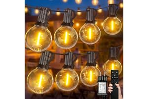 MOLVCE LED-ljusslinga för utomhusbruk, 10 m, 20 + 2 G40 glödlampor, ljusslinga med timer, IP44, vattentät, balkongbelysning för trädgård, terrass, bröllop, jul, varmvit