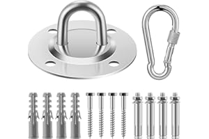 Awroutdoor Gancio per Soffitto Acciaio Inossidabile Gancio per soffitto Suspension 4 Viti per Calcestruzzo e Legno Yoga Amaca Sacco da Boxe