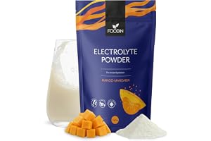 FOODIN Elektrolytpulver för vätskebalansen med OptiMSM, vitamin C och guérande havssalt – elektrolyter utan socker, isotoniskt dryckespulver, energidryck (mangomandarin), 240 g
