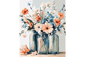 NEWENMO Disposizione Floreale Dipingere con i Numeri Kit,Fiori Squisiti Paint by Numbers Adulti,Set di Pittura con Numeri,Dipingi con i Numeri Adulti,Kit di Pittura a Olio,per Decora Casa 40x50cm