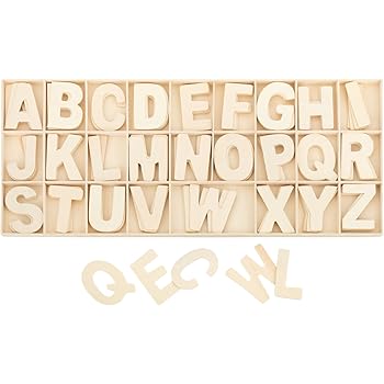 77-tlg. Holz Buchstaben Set - Selbstklebend Für Bastelprojekte