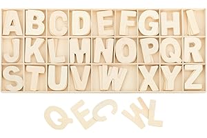 Kleenes Traumhandel Cassetta delle lettere in legno naturale - 5,4 cm di altezza - 4 lettere in legno - 104 pezzi