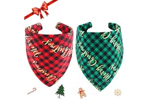 Weihnachten Hund Bandana, EasyAcc Hund Kopftücher Bandana Hunde Schal Rot Grün Kariertes Kopftücher für Neujahr Haustier Kostüm Zubehör Welpen Katzen Hund Halsbandzubehör 2 Stück