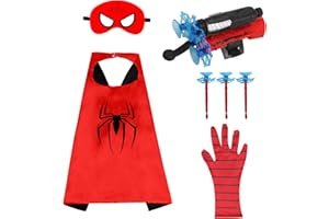 ZAZOOT Disfraces de Superhéroes para Infantiles,Disfraces de Superhéroe,Launcher Glove,Capas de Superhéroe con Máscaras,Web Shooters,Launcher Glove Juguetes