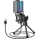 TONOR RGB Microfono a Condensatore per PC, USB per Streaming e Gioco, Cardioide Mic per Podcasting, Youtube, Set di Microfoni