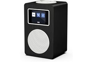 MangoKit MD4 DAB Radio,DAB Plus Radio Digitale,Altoparlante Bluetooth,FM Cucina Alimentazione e Batteria,Display a colori,40Preset,Doppi Allarmi Orologio,Porta Cuffie,Scatola di Legno-Finitura grigio