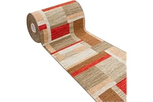 emmevi Tappeto Cucina Bordato Patchwork Passatoia Ingresso Antiscivolo Mod.FAKIRO DIS_38 57X240 BORDEAUX