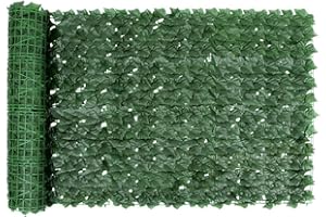 FENGSHENG-SHOP Artificial Ivy Fence Screen, 1 x 3 M Fence Screening Trellis with Artificial Leaves Privacy Trellis Roll for Balcony Outdoor Garden Wall Mat Decoration, Green (2 Pack)