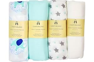 Cantoblanc® MUSELINAS bebé ALGODÓN BAMBÚ 120x120 cm, 4 UDS Extra Suaves. Arrullo Bebé Recién Nacido Verano. Toalla Manta Bebé Recién Nacido. Gasas Muselina Bambú Pañales Fraldas Pano.…