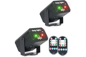 PROPULSION LIFE 2 Pièces Mini Lampe de Scène avec Télécommande, 32 Motifs de Projection RGB Câble USB, Lumière Disco Contrôlée par Musique et Stroboscop, Boule Disco à Commande Vocale pour Halloween, Fête