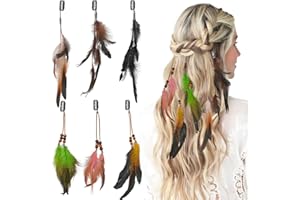 HZHSGLY 6Pcs Feather Hair Clip, Hair Feathers Extensions, Boho Hippie Festival Accessories, Handmade Hairpin Headdress for Women Girls Halloween Cosplay Costume