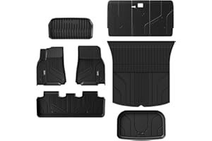 3W 3D Tesla Model Y Fußmatten Auto Kofferraumwanne 9PCS Maßgeschneiderte Kompatibel für Model Y 2020-2024,Hundefreundliche TPE Tesla Fussmatten Auto Kofferraummatte Alle Wetter,Schwarze Autozubehör