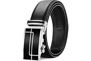 LAKIDAY Ceinture Hommes, Boucle Automatique à Cliquet Ceinture pour Homme Costume d'affaires, Ceinture en Cuir 35mm Taille Réglable