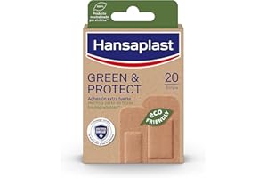 Hansaplast GREEN & PROTECT (20 tiras), apósitos adhesivos biodegradables, parches cicatrizantes hechos con fibras de origen natural, apósitos para heridas extra fuertes