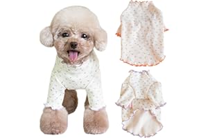 Yaopelky Ropa para mascotas para perros pequeños y medianos, camisas de manga larga con volantes para cachorros, pijamas para perros chihuahua Shih Tzu Yorkie (morado, L)