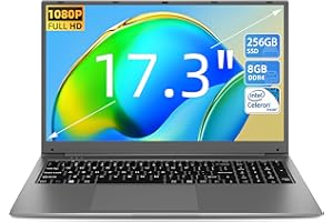 Naclud 17.3 Inch Laptop 8GB DDR4 256GB SSD (TF 512GB), Celeron Dual-Core Processor(Up to 2.6GHz), USB 3.0, Dual Band WiFi, Bluetooth 4.2, FHD 1920x1080 Notebook Ships with Keyboard Film in 8 Languages