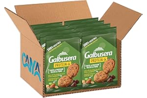 Galbusera Protein-G Biscotti Integrali con Gocce di Cioccolato, Fiocchi di Avena e Mandorle 280g [CAIYA® BOX da 8 Confezioni]