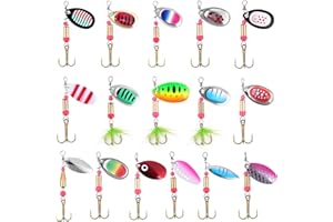 Vicloon Set di 16 Pezzi di Esche per La Pesca alla Trota,Cucchiaini da Pesca Esche Artificiali Spinning per Trota, Persico,Luccio Spoon Kit