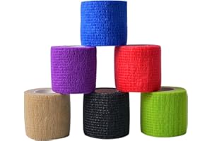 ‎WELLEHOMI 6 Stück Selbstklebender Verband, 5 cm x 4.5 m Bunte Elastische Klebebandagen, Bequeme und Atmungsaktive Feste Bandagen Geeignet für Handgelenk- und Gelenkverstauchungen Haustier Bandagen(Bunt)