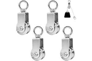 Forhandy 4 Stück Umlenkrollen für Seile 10mm Maximal Umlenkrolle Edelstahl Fitness Umlenkrolle Stahlseil Tragende 250 kg (34mm)