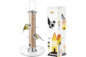 iBorn Bird Feeders Seed Catcher for Outside Hanging 6 Port Bird Feeder for Cardinal Birds Aluminium Metal,Brushed Nickle Finishing 14 Inch 6 Port (Seed is not Included)