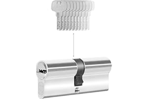 GERCAR 1x cilindro de cerradura/cerradura de barril para puerta 40/40 – 80 mm – 1x cerradura de puerta/cilindro de cierre uniforme con 5 llaves – Longitud: 80 mm A: 40 B: 40