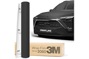 PRINT.GG Film 3M 2080 Noir Mat M12 pour Voiture, 152 x 40 cm, Autocollant de Protection de Peinture Robuste pour Moto, Bateau