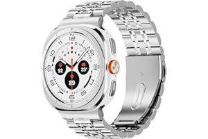 SUNDAREE Pasek kompatybilny z Samsung Galaxy Watch Ultra 2025/2024 47 mm, bez odstępu, siedem koralików, błyszczące, dla mężczyzn i kobiet, metalowa bransoletka ze stali nierdzewnej, pasek do