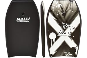 Nalu Bodyboard with Leash 33"/41" Body Board with Crescent Tail and XPE Core
