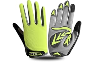 FINGER TEN Gants Velo Enfant Cyclisme Junior Running VTT Moto Plein Doigt Poignée Paire, Gant Bicyclette Escalade Randonnée Skateboard Gel Résistant à l'abrasion Antideparant Mitaines Outdoor