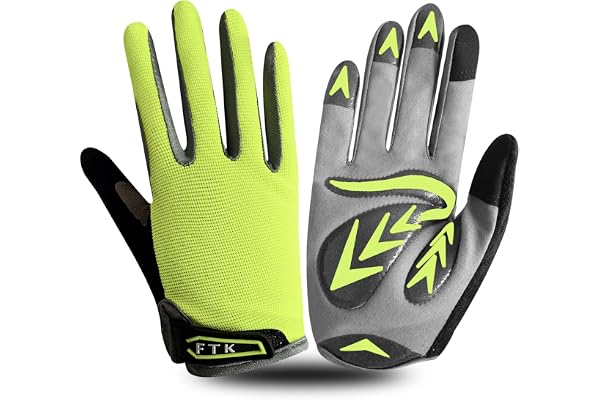 FINGER TEN Gants Velo Enfant Cyclisme Junior Running VTT Moto Plein Doigt Poignée Paire, Gant Bicyclette Escalade Randonnée Skateboard Gel Résistant à l'abrasion Antideparant Mitaines Outdoor