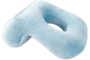 Molbory Schreibtischkissen Plüsch, Schlafkissen Kopfkissen, Massagekissen mit Loch, Kissen mit Armtunnel, Nackenkissen, Massageliege Bezug, Massage Kopfstütze Gesichtskissen Für Massageliege (Blau)