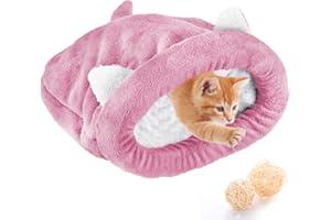 Petyoung Saco de Dormir para Gatos Forro Polar Suave de Invierno Cálidas Y Acogedoras Camas para Gatos Acurrucarse en Una Estera de Manta para Cachorros de Gato Perros Pequeños - 55X65cm