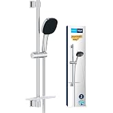 GROHE Vitalio Comfort 110 S&uuml;rg&uuml;l&uuml; Duş Seti (Sabunluklu) 110 mm Kare 2 Akışlı (Yağmur & Jet) El Duşu, 600 mm S&uuml;rg&uuml;l&uuml; Ray, 1750