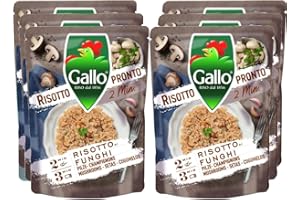 Riso Gallo Risotto Pronto, Mushroom, Vegetarian Quick Cook Microwaveable Risotto, 250 g (Pack of 6)