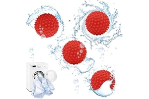 JIUZCARE Bolas de Secado 4Pcs 6.5cm Bolas de Secadora de Reutilizables para Secadora Bolas de Lavado Ecológicas Bolas para Secadora de Ropa Reduce Las Arrugas de La Ropa y Acelera el Secado, Rojo