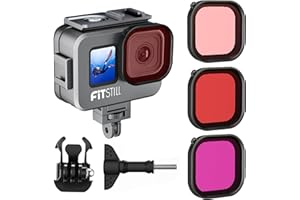 FitStill Carcasa de aleación de aluminio impermeable 80M/263FT para Go Pro Hero13 /Hero12/Hero11/Hero10/Hero9 Black (para traje de buceo Hero 13/12/11/10/9)