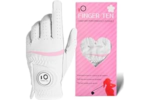 FINGER TEN Guanti da golf da donna morbidi di alta qualità con marcatore magnetico per palline, guanti in pelle traspirante con presa migliorata per tutte le stagioni, adatti per golfisti mancini e destrorsi