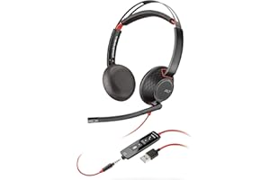 Plantronics Blackwire C5220 - Cuffie binaurali con USB-A e jack da 3,5 mm, Nero